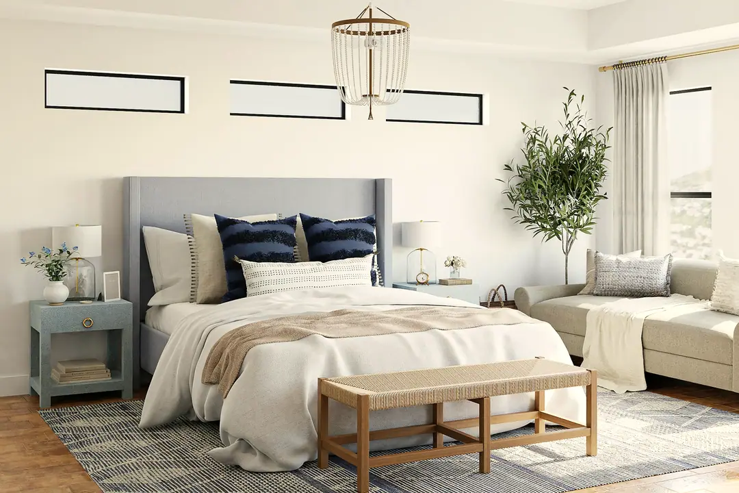 Dormitorio principal con cama de matrimonio y luz natural